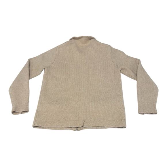Lands End Women's Cardigan Sweater 8 Beige Wool Knit Sleeves Full Zip *DEFECTS* - Picture 14 of 14